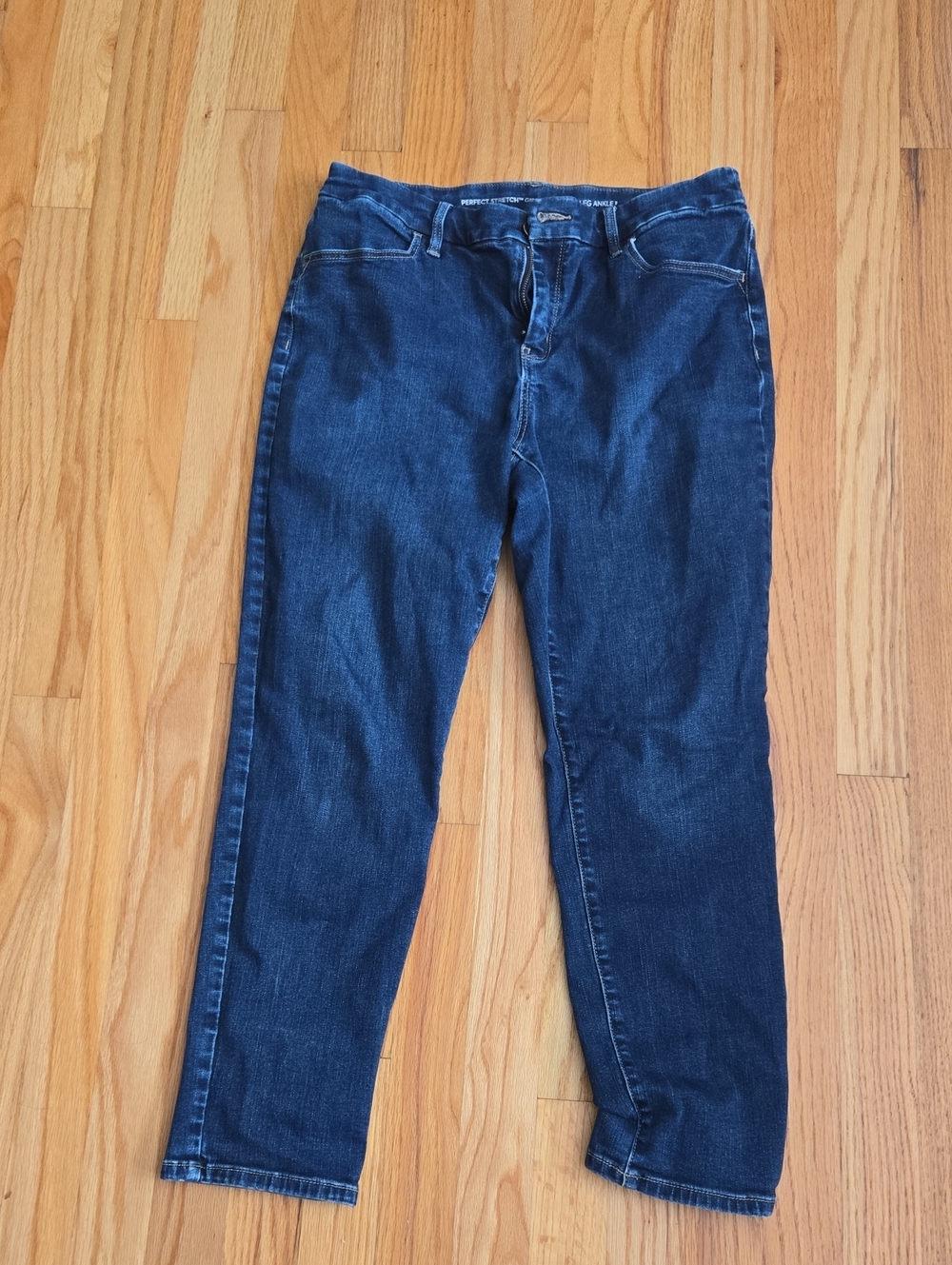 Chico's Perfect Stretch Girlfriend Slim Leg Ankle Women's Dark Blue Jeans, Size1